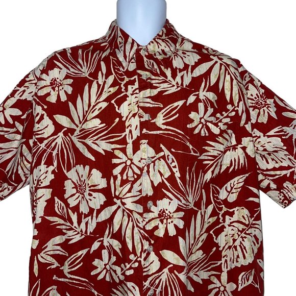 Vintage Cooke Street Hawaiian Shirt Mens XL Orange Floral Aloha Beach Palm Leaf - Picture 2 of 9